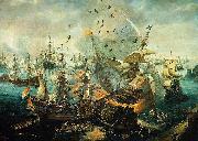 Cornelis Claesz. van Wieringen The explosion of the Spanish flagship during the Battle of Gibraltar, 25 April 1607 oil painting